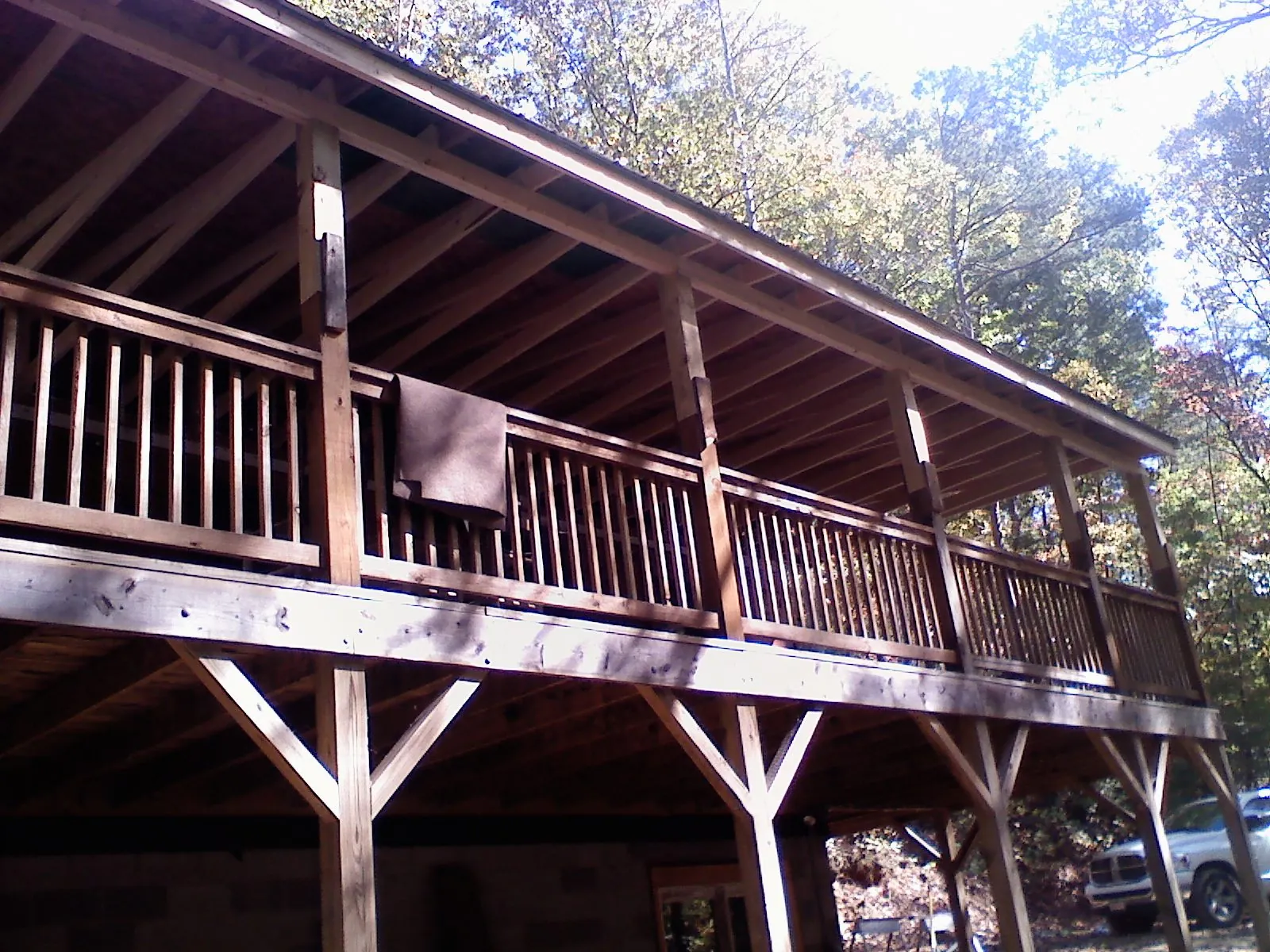 Timber framing under a new elevated porch and deck — Roof Leak Repair in Hunt by Roofing Brothers
